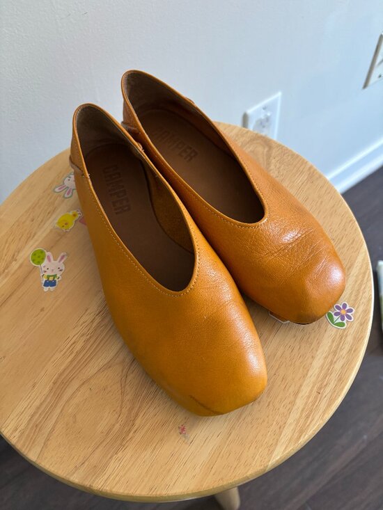 Camper Shoes - Orange Camper Leather Casi Myra Ballerinas 37